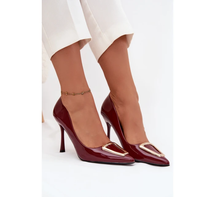 Lakované lodičky se zlatým detailem bordó Paivelle