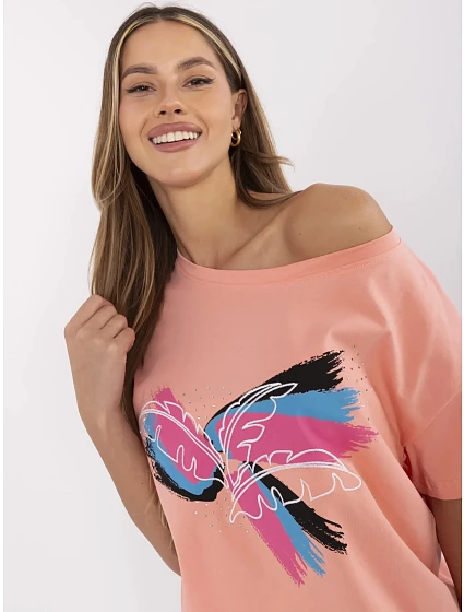 T shirt CLM TS model 21121756 koralowy - FPrice T shirt CLM TS model 21121756 koralowy - FPrice