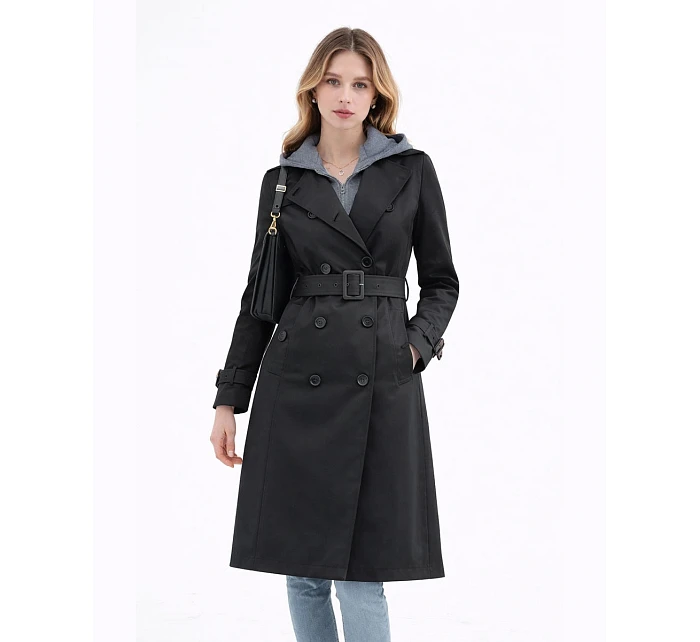 Klasyczny trencz z odpinanym kapturem Goodlookin czarny (T2-2252#-1)