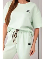 Dámský viskózový máslový komplet s krátkým rukávem a kalhotami s nohavicí model 22048861 - K-Fashion