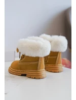 Dětské Trapery Botky na Zip s Kožešinou Camel model 21640125 - Boto