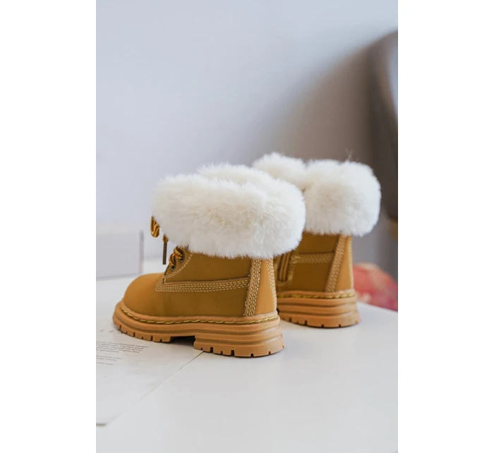 Dětské Trapery Botky na Zip s Kožešinou Camel model 21640125 - Boto
