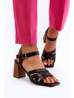 Dámské sandály na podpatku černé model 21650694 - Boto