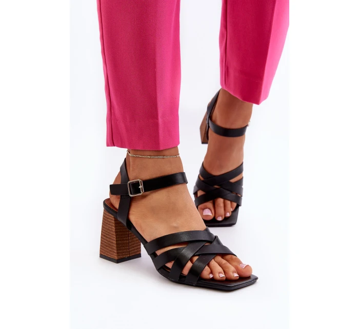 Dámské sandály na podpatku černé model 21650694 - Boto