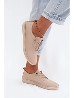 Kožené dámské polobotky model 22149769 Béžové - Artiker