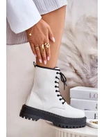 Zateplené Kotníkové Boty z Eko Kůže Na Zip Bílé Naleli Zateplené Kotníkové Boty z Eko Kůže Na Zip Bílé Naleli