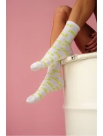 Dámské Bavlněné Ponožky S Nápisem Smile Bílé