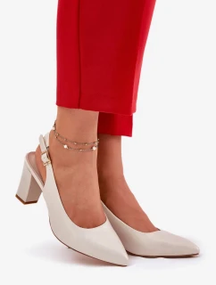 Dámské pohodlné lodičky na podpatku Sergio Leone – perlové