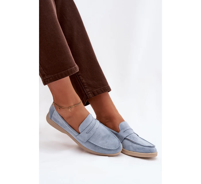 Dámské mokasíny z eko semiše – modré Renelia