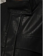 Dámská bunda z ekokůže oversize s vysokým límcem černá FashionStreet TY5651