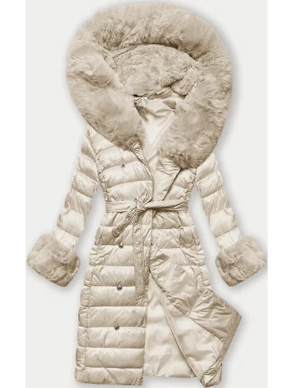 Dámský péřový kabát v barvě se zapínáním na knoflíky model 21248476 - J.STYLE