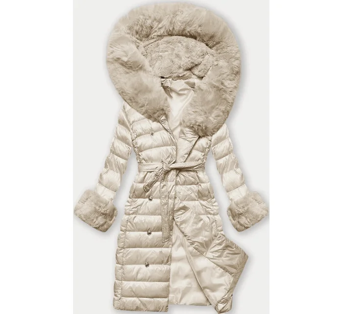 Dámský péřový kabát v barvě se zapínáním na knoflíky model 21248476 - J.STYLE