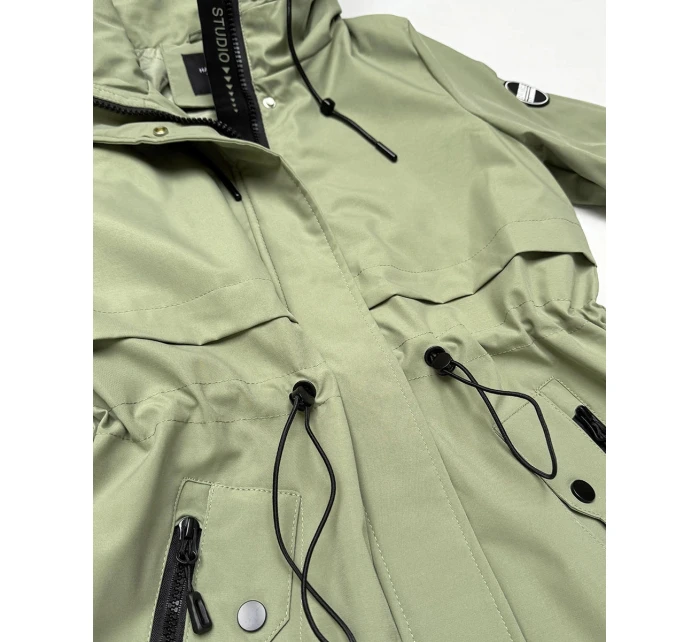 Prosta kurtka z kapturem i trokiem w talii Goodlookin khaki (KK60418-3#)
