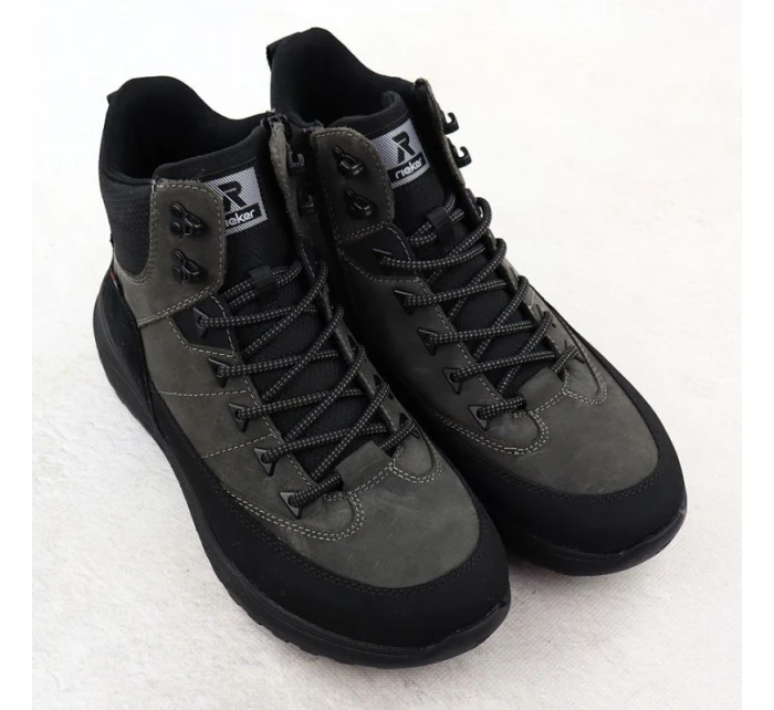 Šedé pánské kožené nepromokavé tenisky model 21906044 - Rieker