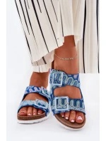 Dámské Pantofle S Přezkami A Leskem S.Barski RB51-006 Modré