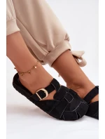 Dámské Mule S Pásky A Zlatou Přezkou Černé Ganelle Dámské Mule S Pásky A Zlatou Přezkou Černé Ganelle