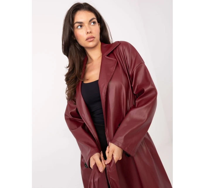 Płaszcz IT PL model 21334781 bordowy - FPrice Płaszcz IT PL model 21334781 bordowy - FPrice