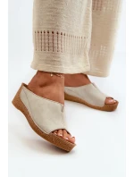 Pohodlné dámské pantofle na klínku Inblu Béžová Pohodlné dámské pantofle na klínku Inblu Béžová