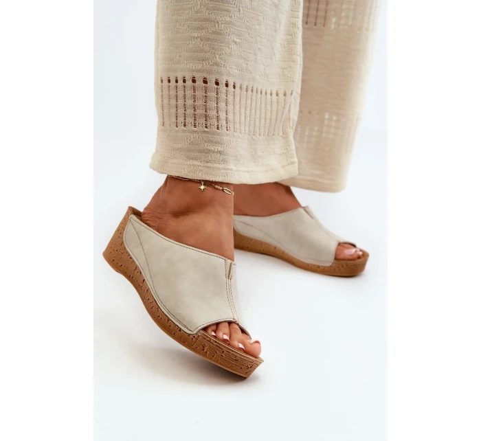 Pohodlné dámské pantofle na klínku Inblu Béžová Pohodlné dámské pantofle na klínku Inblu Béžová