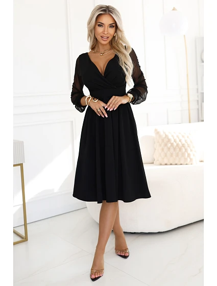 Elegantní midi šaty model 21961131 černé - numoco Elegantní midi šaty model 21961131 černé - numoco