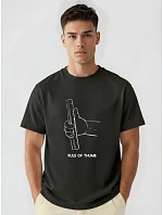 Pánské bavlněné tričko oversize s grafikou černé FashionStreet NX1006R