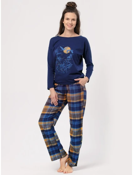 Pyžamo Key LNS 937 B24 Flanelové dlouhé/r S-XL dámské