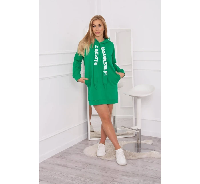 Oversize zelené šaty s kapucí Oversize zelené šaty s kapucí