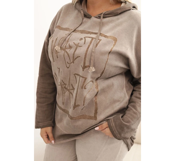 Dámská mikina Plus Size s kapucí a potiskem fango model 21273636 fango - K-Fashion