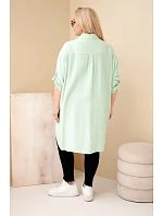 Dámská košile Plus Size z viskózy s květinovým model 22136561 tmavě mátová - K-Fashion Dámská košile Plus Size z viskózy s květinovým model 22136561 tmavě mátová - K-Fashion