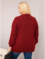 Dámský svetr Plus Size volného střihu s dlouhým rukávem bordó barva Dámský svetr Plus Size volného střihu s dlouhým rukávem bordó barva