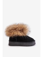 Kožené Sněhové Boty Na Platformě S Kožíškem Černé model 21677876 - Boto