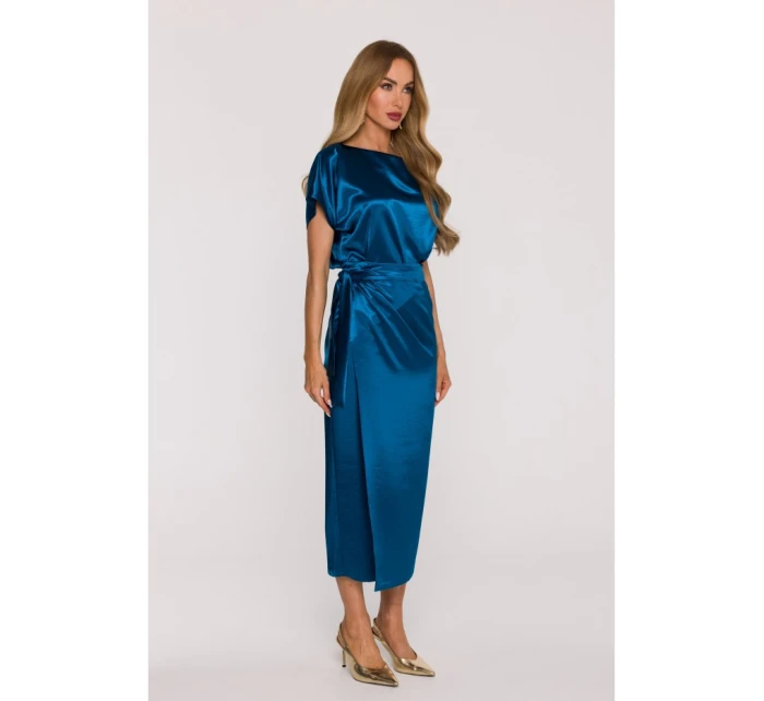 Saténové šaty v stylu  modré model 21479284 - Moe
