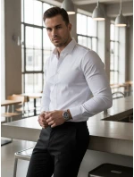 Pánská elegantní hladká bílá košile SLIM FIT FashionStreet DX2617