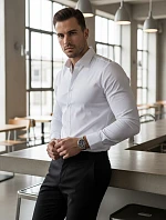 Pánská elegantní hladká bílá košile SLIM FIT FashionStreet DX2617