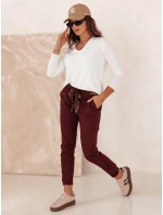 Dámské džínové kalhoty CHARMYOU s páskem vínové FashionStreet UY2271