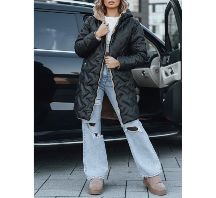 Dámská dlouhá prošívaná bunda černá model 21994236 - Dstreet