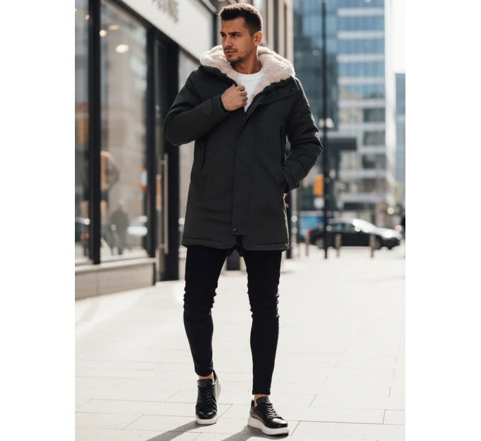 Pánská zimní bunda parka s kapucí zelená FashionStreet TX4963z