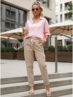 damskie z wysokim stanem beżowe model 22126319 - FashionStreet