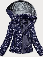 Tmavě modrá lesklá dámská bunda (BR9756-3)