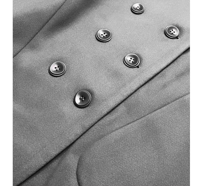 Šedý dámský kabát plus size s kapucí (2728)