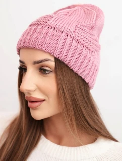 Dámská zimní čepice akrylová s ozdobným pletením K462 světle fialová