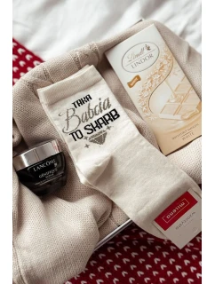 Dámské ponožky S Nápisem I Love Babcia Ecru