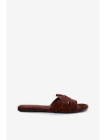 Dámské ploché pantofle s pásky Čokoládové Pavelle