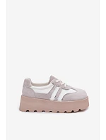 Semišové tenisky na platformě model 22095152 bílé - Goe