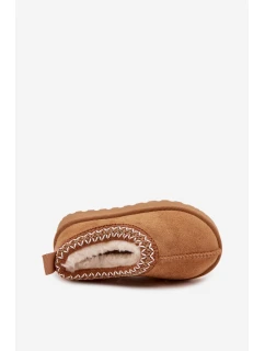 Dětské sněhule s výšivkou Prina – camel