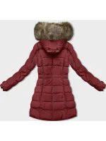 Červená dámská zimní bunda s kožešinovou podšívkou model 21246501 - LHD