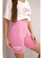 Dámská bavlněná souprava s tričkem a legínami s lampasem béžová