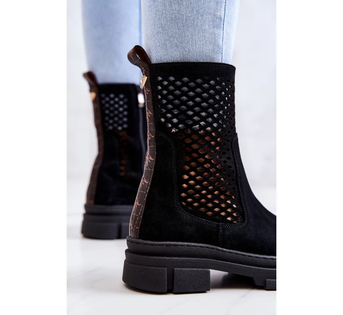 Kožené boty Nicole Černá model 21574579 - Boto