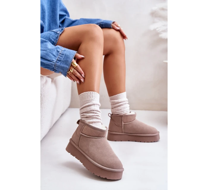 Moderní nízké zimní boty z semiše v khaki Nucca