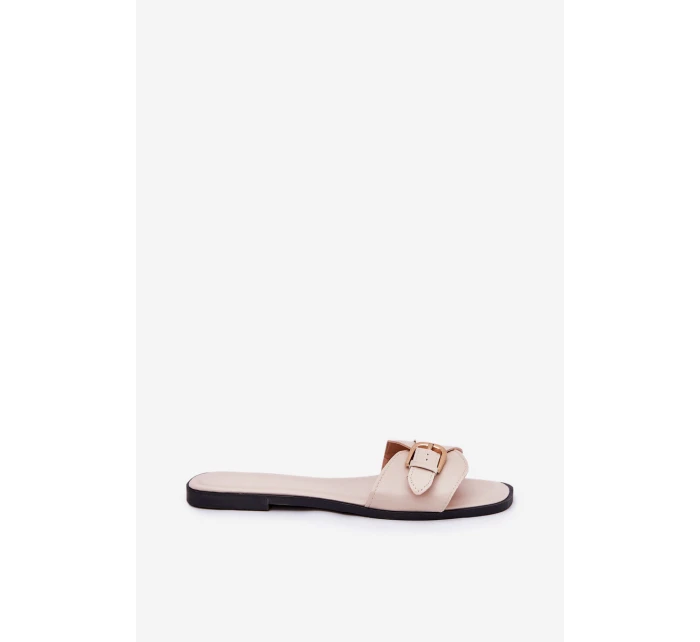 Ploché Dámské Pantofle Se Zlatou Béžové model 21689691 - Boto Ploché Dámské Pantofle Se Zlatou Béžové model 21689691 - Boto